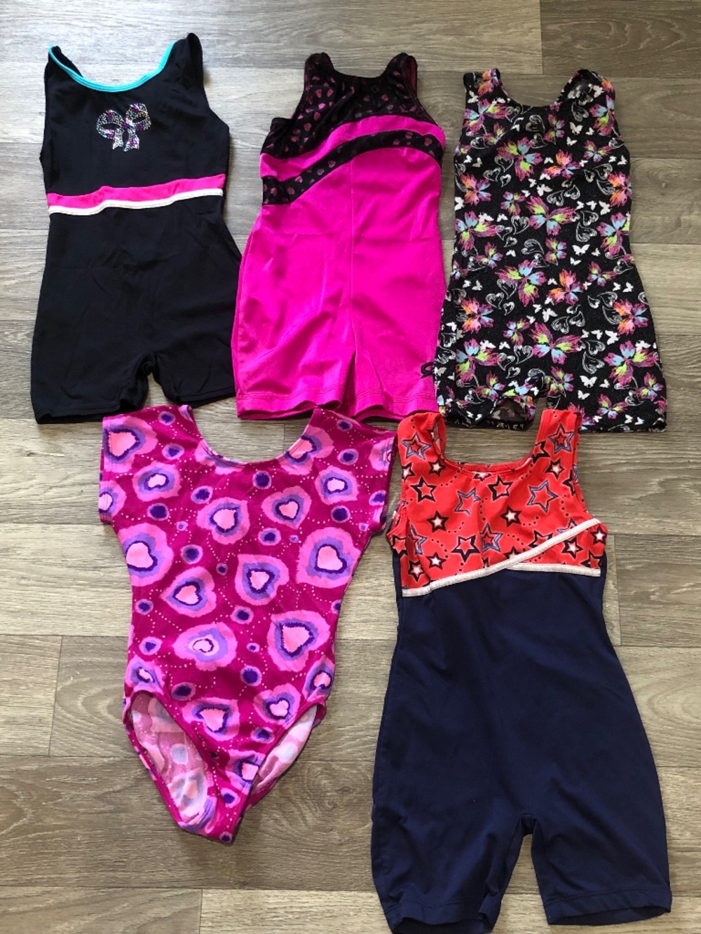 Lot Of Five Girls Leotards & Unitard Size 6-7 Gymnastics/Dance